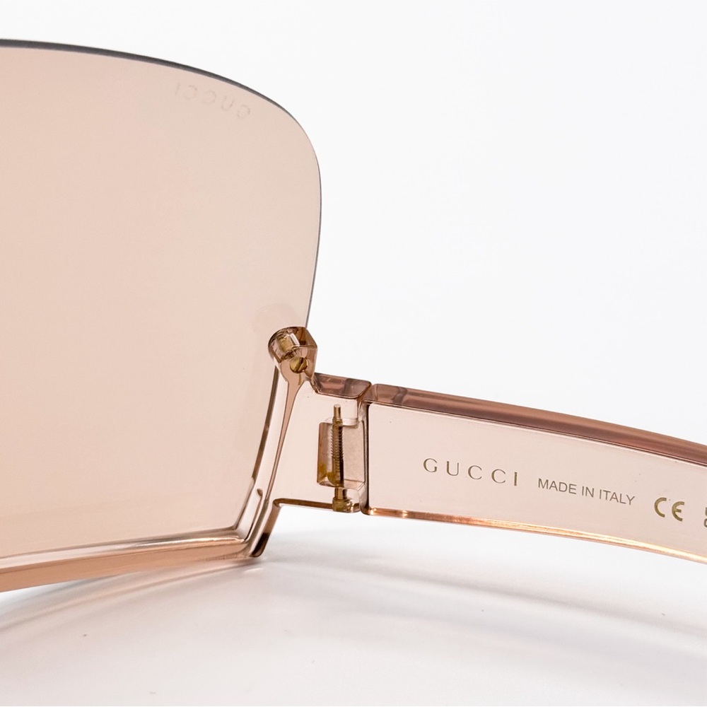 NEW GUCCI MASK WOMEN SUNGLASSES GUCCI GG1631S 010 GUCCI CREAM SHIELD EYEWEAR - Picture 11 of 13